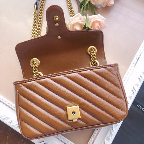 Gucci Womens Bags Shoulder Messenger Bag Luxury Brand Gucci GG Marmont matelassé mini bag with Original Box 446744 0OLFT 2535