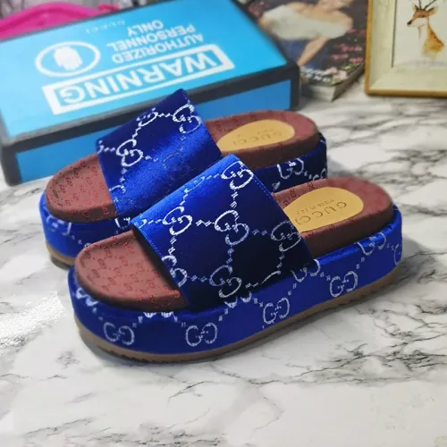 Gucci Mens Shoes Sandals Slides Slippers Luxury Brand Thick Sole Design with Original Box