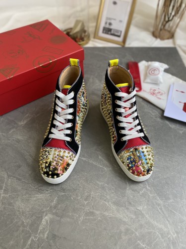 Christian Louboutin Mens Shoes Luxury Brand Red Bottom Design Louis Junior Spikes Flat with Original Box CL sneakers