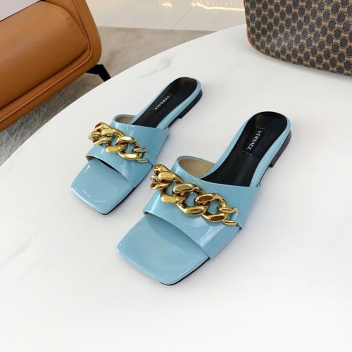 Versace Womens Shoes MEDUSA CHAIN FLAT LEATHER MULES