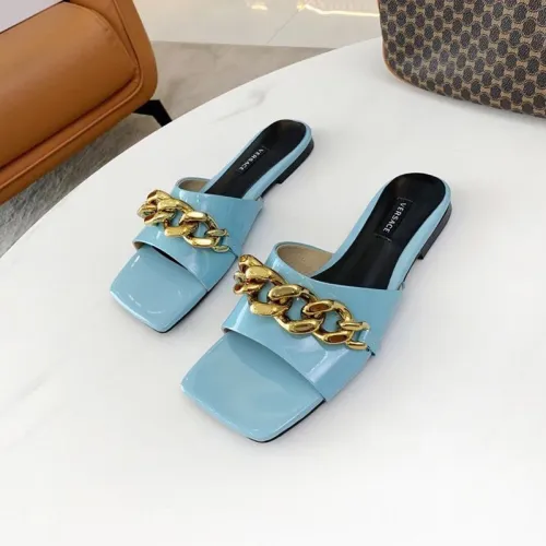 Versace Womens Shoes MEDUSA CHAIN FLAT LEATHER MULES