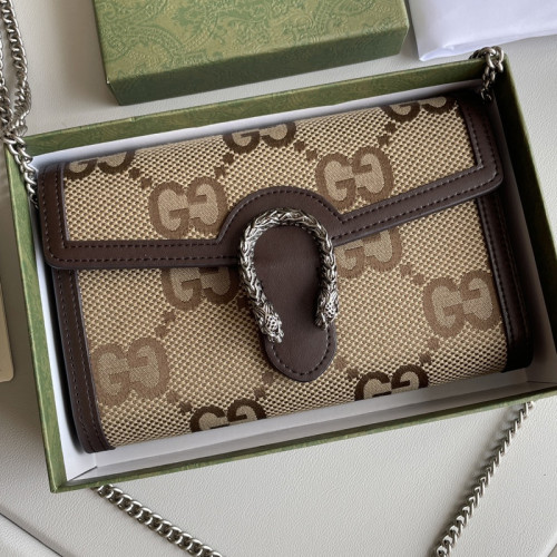 Gucci Womens Bags Crossbody Shoulder Messenger Bags Luxury Brand Dionysus GG Supreme chain wallet ‎401231 KHNSN 8642 with Original Box
