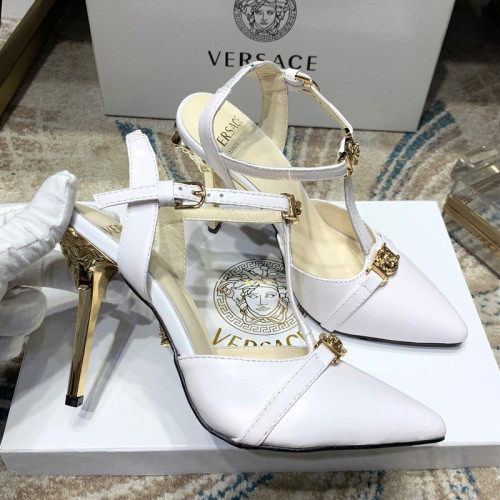 Versace Brand Womens Sandals Shoes Leather Big Size LA MEDUSA SLING-BACK PUMPS High Heel Design Luxury Brand Sandals for Women