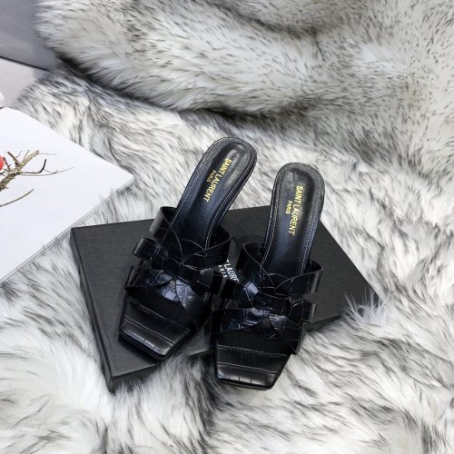 Saint Laurent YSL Womens Shoes TRIBUTE HEELED MULES IN SMOOTH LEATHER 9CM