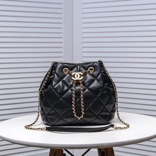 Chanel Womens Bags Drawstring Chain Bucket Bag