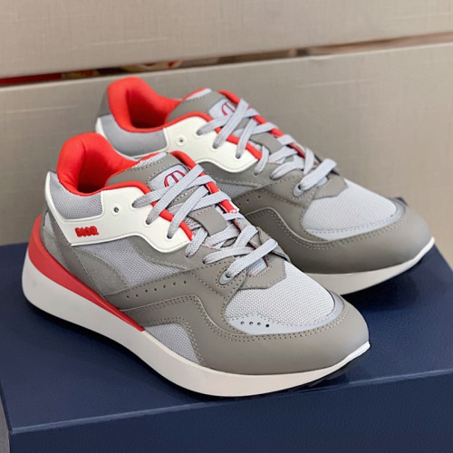 Dior Mens Shoes Sneakers Luxury Brand Breathable Design B29 SNEAKER Gray Technical Mesh and Suede with Brown Smooth Calfskin with Original Box 3SN270ZKO_H165