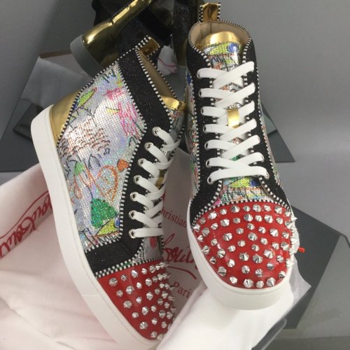 Christian Louboutin Mens Shoes Luxury Brand Red Bottom Design Louis Junior Spikes Flat with Original Box CL sneakers