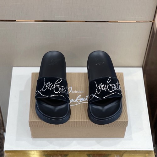 Christian Louboutin CL Men Shoes Slippers Luxury Brand Red Botton Mens Slides with Original Box