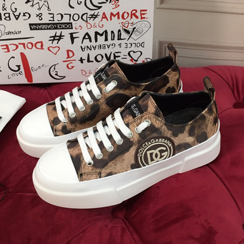 Dolce&Gabbana Womens Shoes Sneakers Fashion Type Luxury Brand Cotton drill Portofino Light sneakers with leopard print and DG logo with Original Box CK1886AO743HAALM