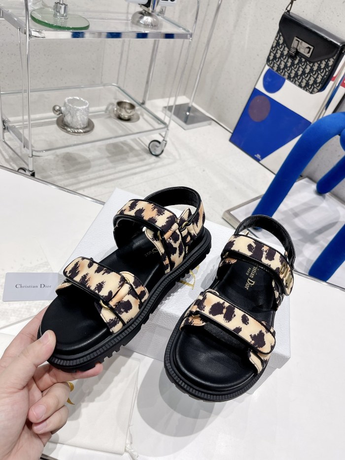 Dior Women Shoes Sandals Luxury Brand DIORACT SANDAL Multicolor Printed Silk with Original Box KCQ549MZS_S57P