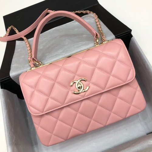 Chanel Womens Shoulder Bags Luxury Brand with Original Box Small Flap Bag With Top Handle Lambskin & Gold-Tone Metal