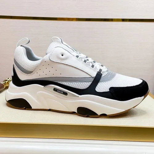 Dior Mens Shoes Sneakers Luxury Brand Breathable Design B22 SNEAKER Cream and Lavender Technical Mesh with Light Green and Gray Smooth Calfskin with Original Box 3SN231YXX_H861