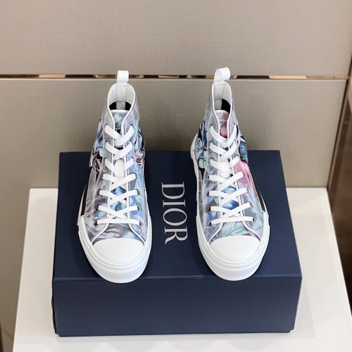 Dior Mens Shoes Sneakers Casual Luxury Brand B23 HIGH-TOP SNEAKER Dior Oblique Canvas with Original Box 3SH118ZMK_H761
