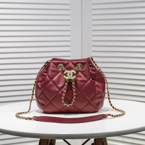 Chanel Womens Bags Drawstring Chain Small Bucket Bag