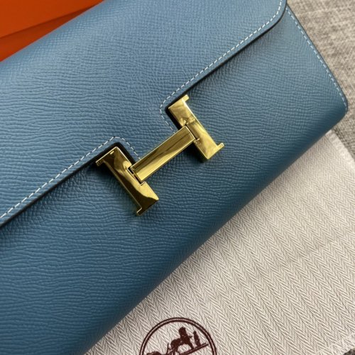 Hermes Womens Mens Wallets Purse Constance Clutch Leather Design Coin Bag with Original Box