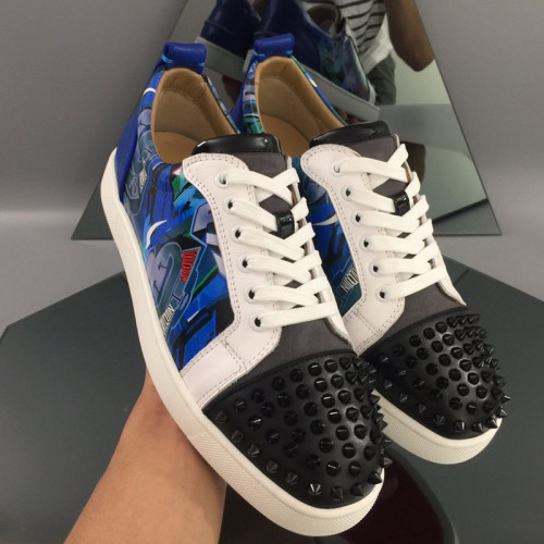 Christian Louboutin Mens Shoes Luxury Brand Red Bottom Design Louis Junior Spikes Flat with Original Box CL sneakers
