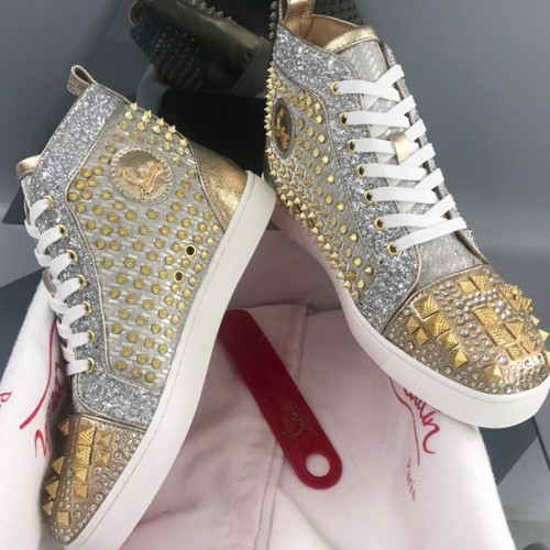 Christian Louboutin Mens Shoes Luxury Brand Red Bottom Design Louis Junior Spikes Flat with Original Box CL sneakers