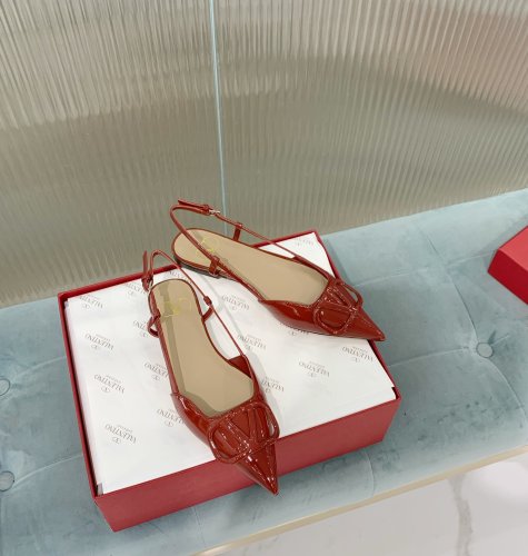 Valentino Women Shoes Mule Flip Flop Sandals VLOGO SIGNATURE CALFSKIN SLINGBACK PUMP Flat with Original Box Luxury Brand