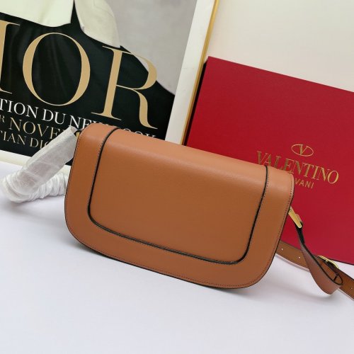 Valentino Womens Bags Crossbody Bag Luxury Brand SUPERVEE CALFSKIN CROSSBODY BAG SADDLE BROWN VW2B0G09ZXLHG5 with Original Box
