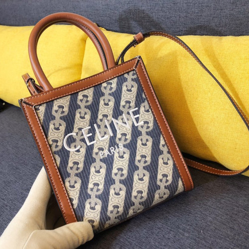 Celine Womens Bag VERTICAL CABAS CELINE IN MAILLON TRIOMPHE JACQUARD AND CALFSKIN