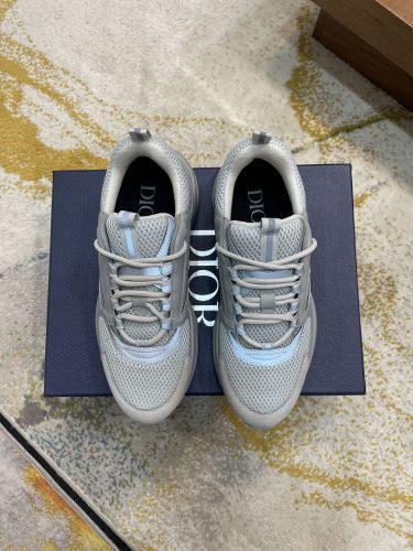 Dior Mens Shoes Sneakers Luxury Brand Breathable Design B22 SNEAKER Technical Mesh with Gold-Tone Laminated Calfskin with Original Box  
