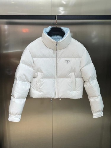 Prada Womens Coat Down Jacket Luxury Brand Women Jacket Re-Nylon cropped down jacket 292056_1WQ8_F0002_S_222 Top Quality   