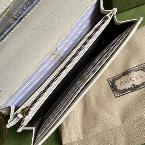 Gucci Womens Mens Bags Wallets Luxury Brand Gucci Diana chain wallet with bamboo in white leather with Original Box 658243 17Q0T 9022