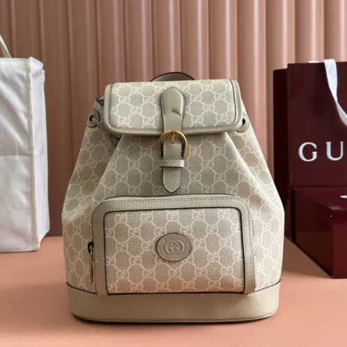 Gucci Womens Mens Fashion Bags Shoulder Backpacks Luxury Brand Backpack with Interlocking G in GG Supreme 674147 92THG 8563 with Original Box