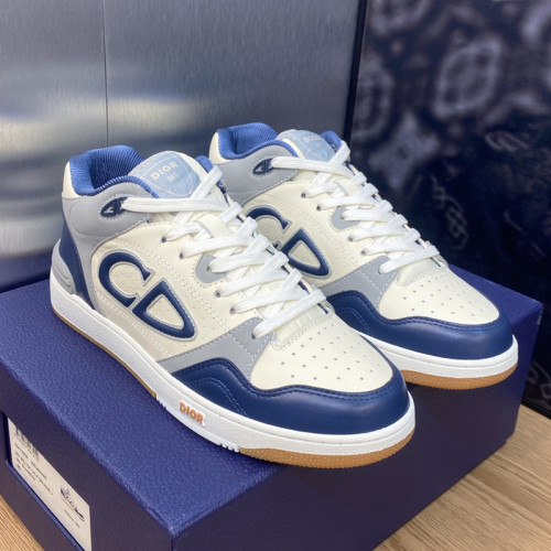 Dior Mens Shoes Sneakers Luxury Brand Breathable Design B57 MID-TOP SNEAKER Smooth Calfskin with Dior Oblique Jacquard with Original Box  