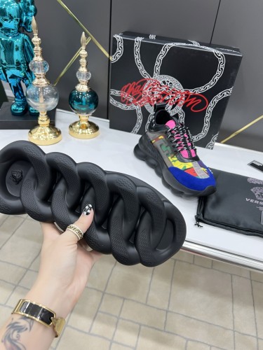 Versace Men Shoes Fashion Sneakers Luxury Brand with Original Box Top Quality Breathable Mens Sneakers Chain Reaction Multi-Color Rubber Suede  