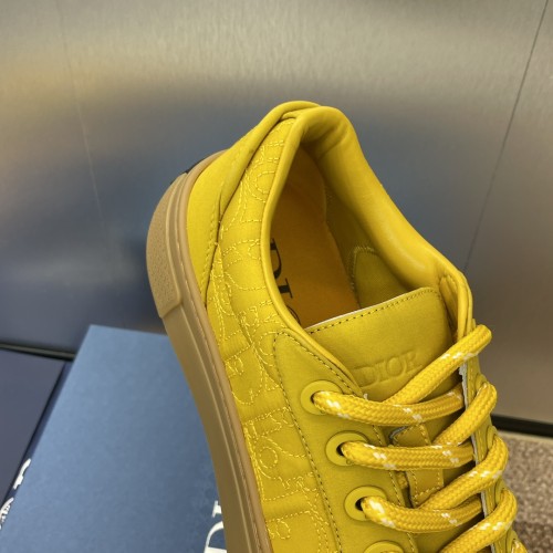 Dior Mens Shoes Sneakers DIORAND STONE ISLAND B33 Sneaker-LIMITEDAND NUMBERED EDITION Yellow Dyed Cotton with Dior Oblique Motif 3SN303ZAM_H225 with Original Box