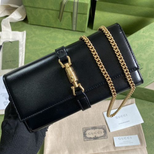 Gucci Womens Mens Bags Wallets Luxury Brand Gucci Jackie 1961 chain wallet with Original Box 652681 14J0G 1000