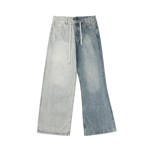 Balenciaga Luxury Brand Women Mens Pant Jeans FIFTY-FIFTY PANTS IN BLUE 793766TQW752664 with Original Box   