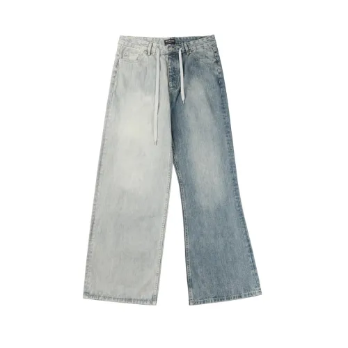 Balenciaga Luxury Brand Women Mens Pant Jeans FIFTY-FIFTY PANTS IN BLUE 793766TQW752664 with Original Box   