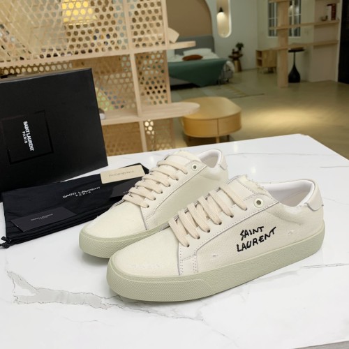 Yves Saint Laurent YSL Women Shoes Casual Luxury Brand COURT CLASSIC SL/06 EMBROIDERED SNEAKERS IN LEATHER with Original Box 61064908G109061
