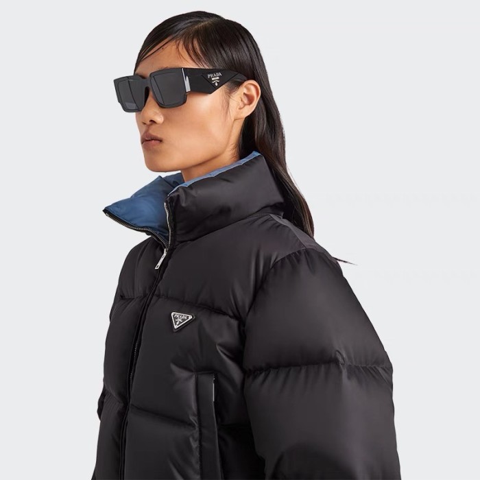 Prada Womens Coat Down Jacket Luxury Brand Women Jacket Re-Nylon cropped down jacket 292056_1WQ8_F0002_S_222 Top Quality   