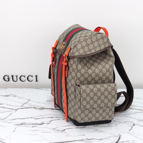 Gucci Womens Bags Backpacks Luxury Brand Ophidia medium backpack in beige and ebony GG Supreme  