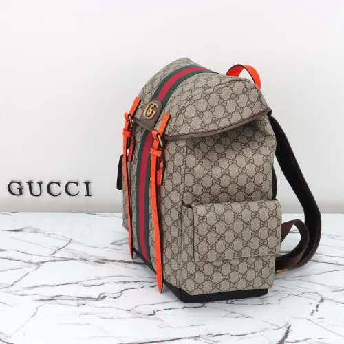 Gucci Womens Bags Backpacks Luxury Brand Ophidia medium backpack in beige and ebony GG Supreme  