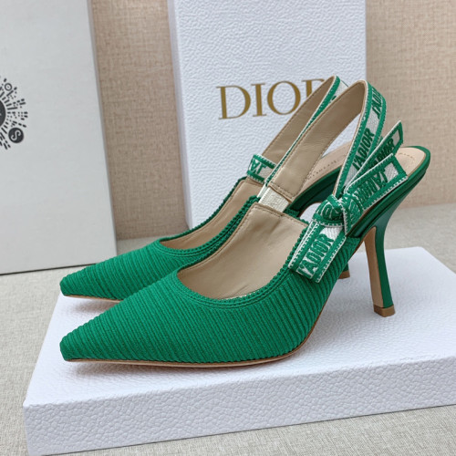 Dior Women Shoes Pumps Luxury Design Fashion Type 9.5cm High Heel Shoes for Wedding Style J'ADIOR SLINGBACK PUMP Cotton Fabric with Original Box