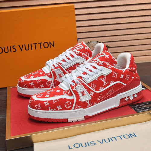 Louis Vuitton Mens Shoes Fashion Sneakers Design Luxury Brand LV TRAINER SNEAKER Mix of materials with Original Box 1AB9XJ  