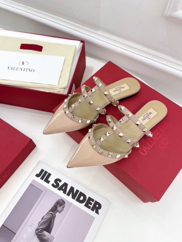 Valentino Women Shoes Mule Sandals Pointed Toe Slippers ROMAN STUD SLIDE SANDAL IN QUILTED NAPPA with Original Box Whatsapp 