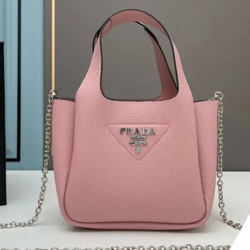 Prada Womens Shoulder Bags Leather Shopping Bag with Original Box