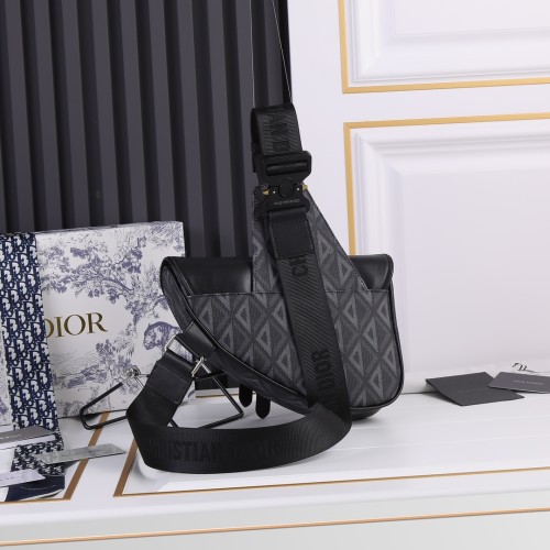 Dior Womens Mens Bag Saddle Bag Luxury Brand Design Fashion Type Shoulder Bags SADDLE BAG Black CD Diamond Canvas and Smooth Calfskin with Original Box 1ADPO093CDP_H43E