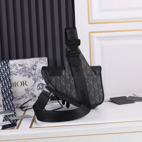 Dior Womens Mens Bag Saddle Bag Luxury Brand Design Fashion Type Shoulder Bags SADDLE BAG Black CD Diamond Canvas and Smooth Calfskin with Original Box 1ADPO093CDP_H43E