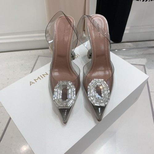 Amina Muaddi Womens Shoes Sandals Slippers Luxury Brand Fashion Pumps for Women with Original Box 9cm Heel