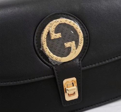 Gucci Womens Bags Shoulder Messenger Bag Luxury Brand Gucci Blondie top-handle bag in black leather with Original Box  