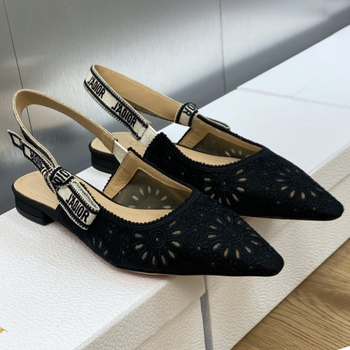 Dior Women Shoes Pumps Luxury Design Fashion Type Flat Heel Shoes for Wedding Style J'ADIOR SLINGBACK BALLERINA Cotton Fabric with Original Box Flat