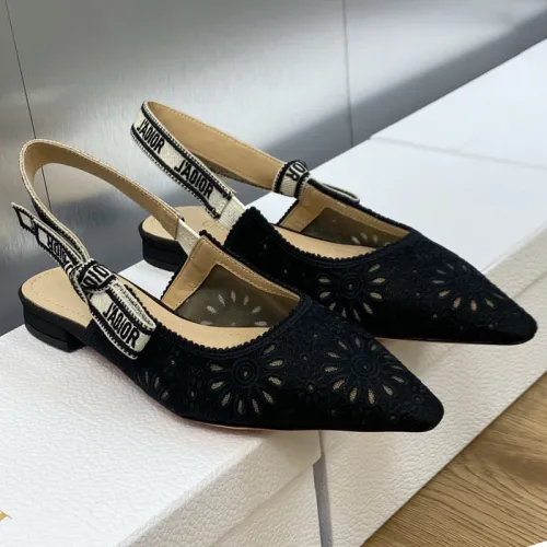 Dior Women Shoes Pumps Luxury Design Fashion Type Flat Heel Shoes for Wedding Style J'ADIOR SLINGBACK BALLERINA Cotton Fabric with Original Box Flat