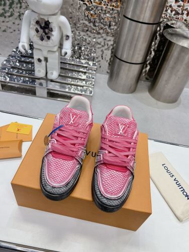 Louis Vuitton Mens Shoes Fashion Sneakers Design Luxury Brand LV TRAINER SNEAKER 1ABLVV Mix of materials with Original Box 1ABLUR  