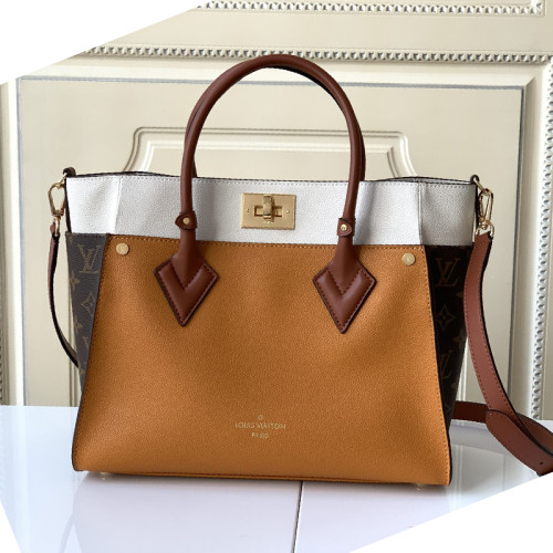 Louis Vuitton Womens Shoulder Bags Handbags Luxury Brand Fashion ON MY SIDE MM Twist calfskin and Monogram coated canvas M53823